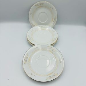 SET OF 4 Liling Fine China Yung Shen 6 1/8” Saucer Jade Tree Floral Gold